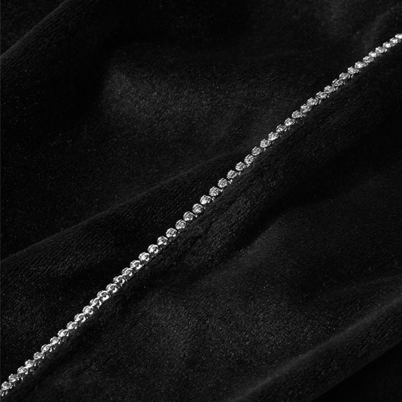 VICTORIAS SECRET WOMENS VELOUR DIAMENTE FULL ZIP TRACK JACKET SZ L  BLACK - Picture 3 of 8